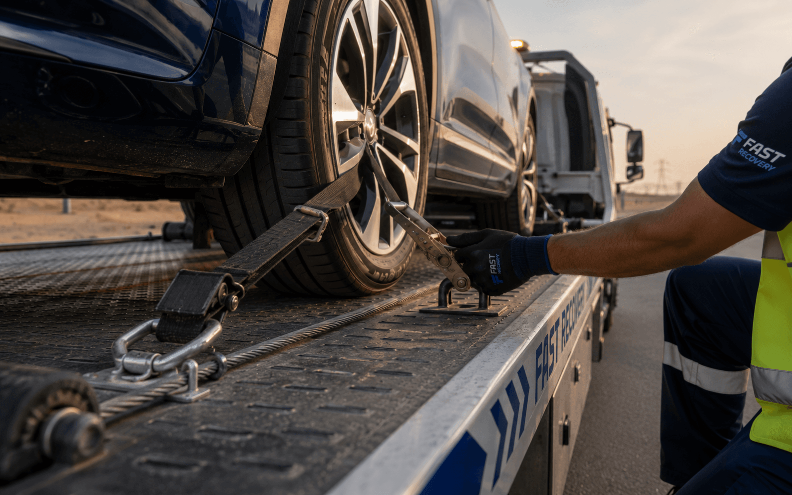 Vehicle-loading equipment used by FAST RECOVERY in Dubai